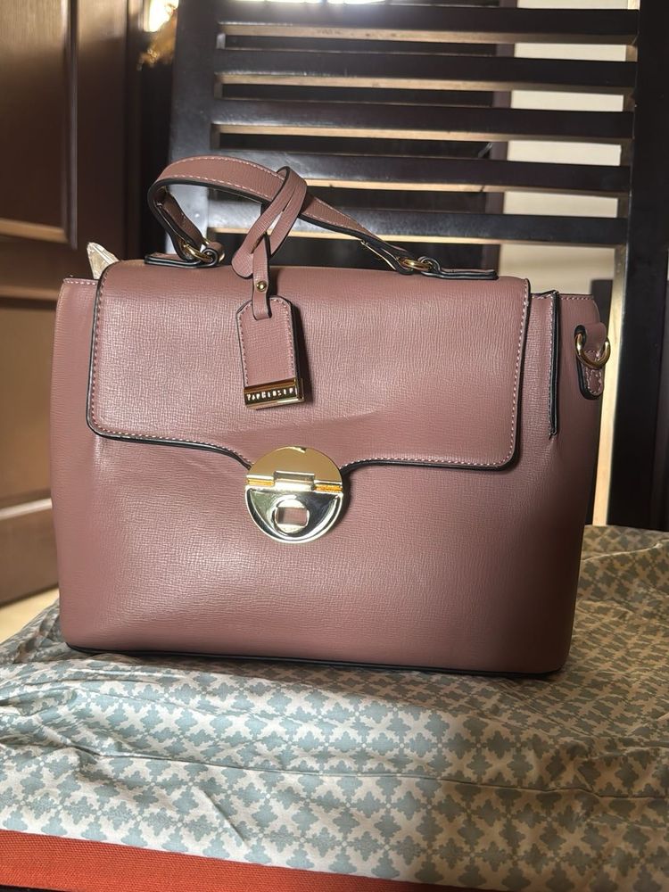 Fur Jaden Satchel Handbag - Mauve