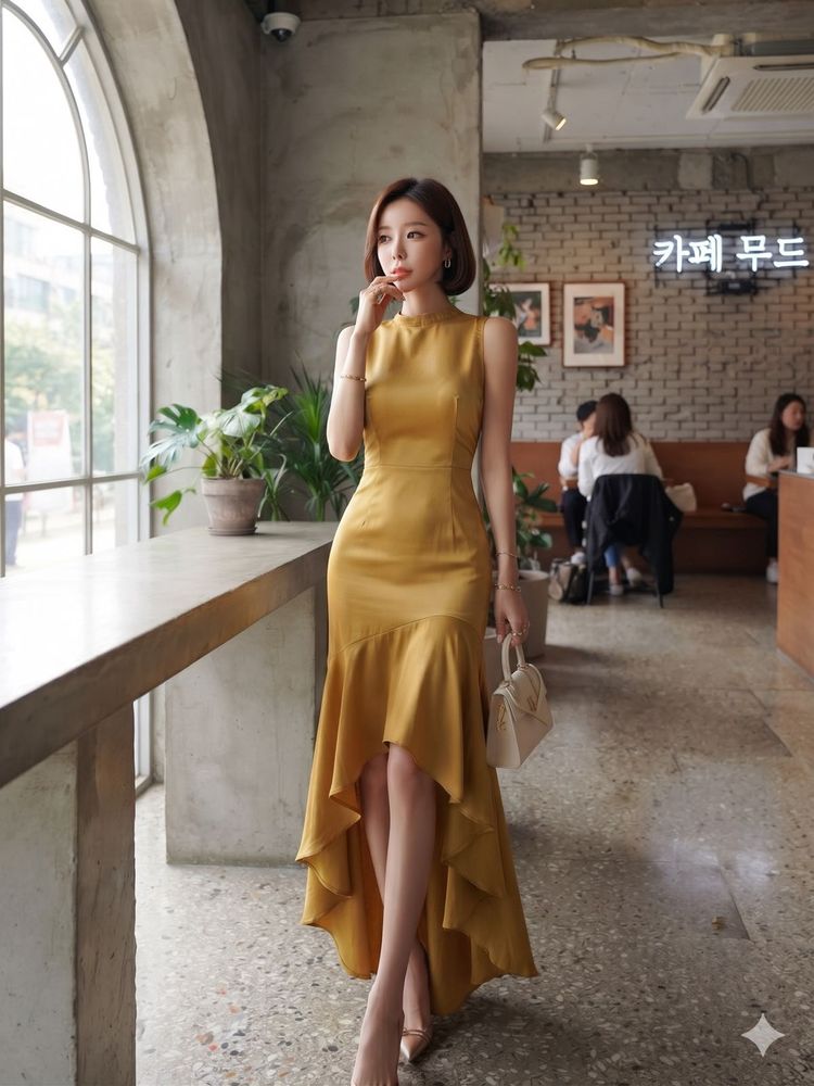 AND BRANDED Satin High Neck Dress