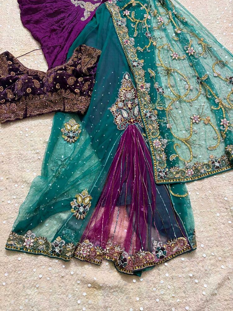 heavy lehanga saree