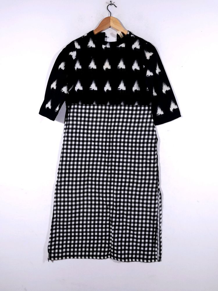 Black &amp; White Printed Kurta (Women's)