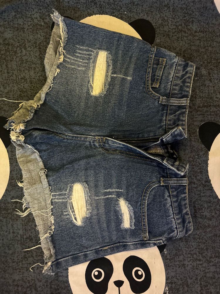 Ripped Denim Shorts