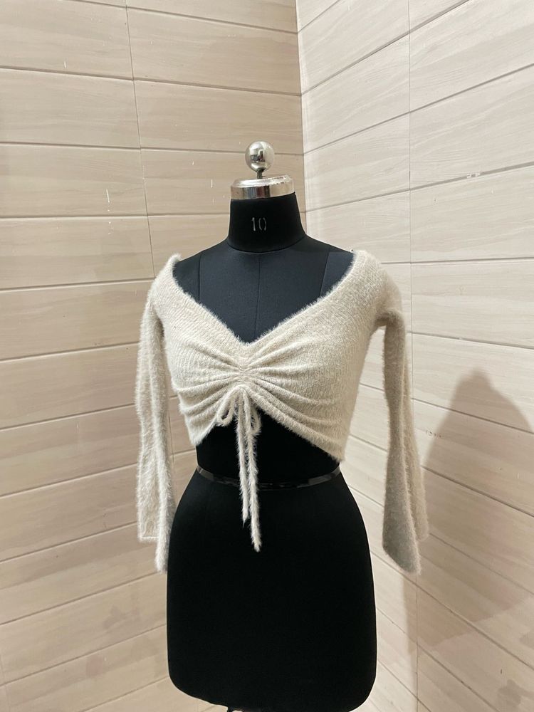 korean y2k style fur top