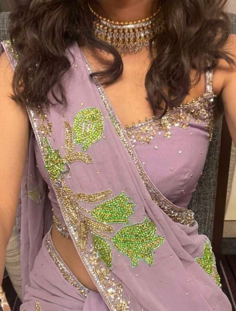 Lavender Saree with Embellishments