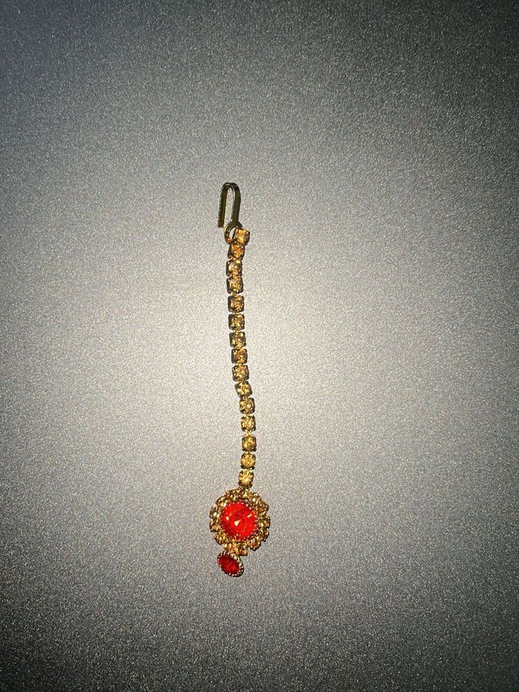 Red Stone Maang Tikka