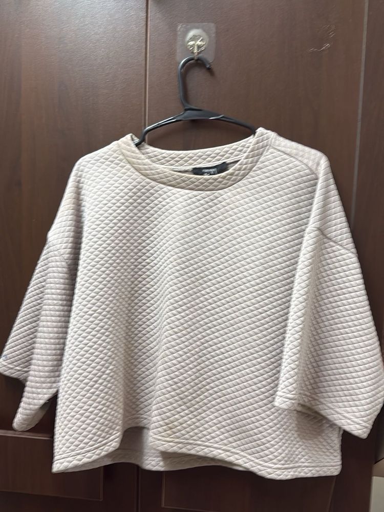Quilted Crew Neck Pullover