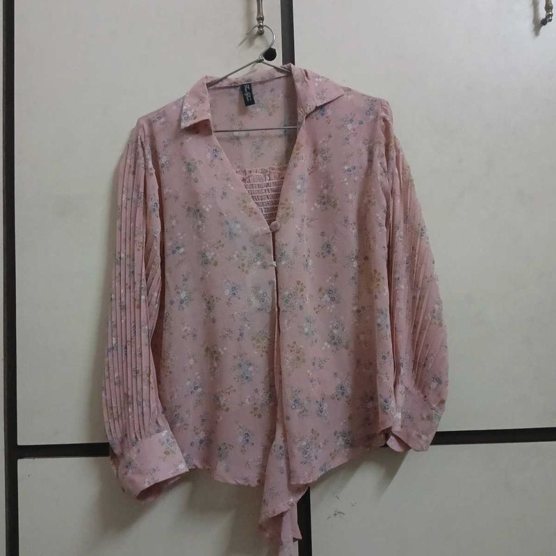 Pink Floral Sheer top