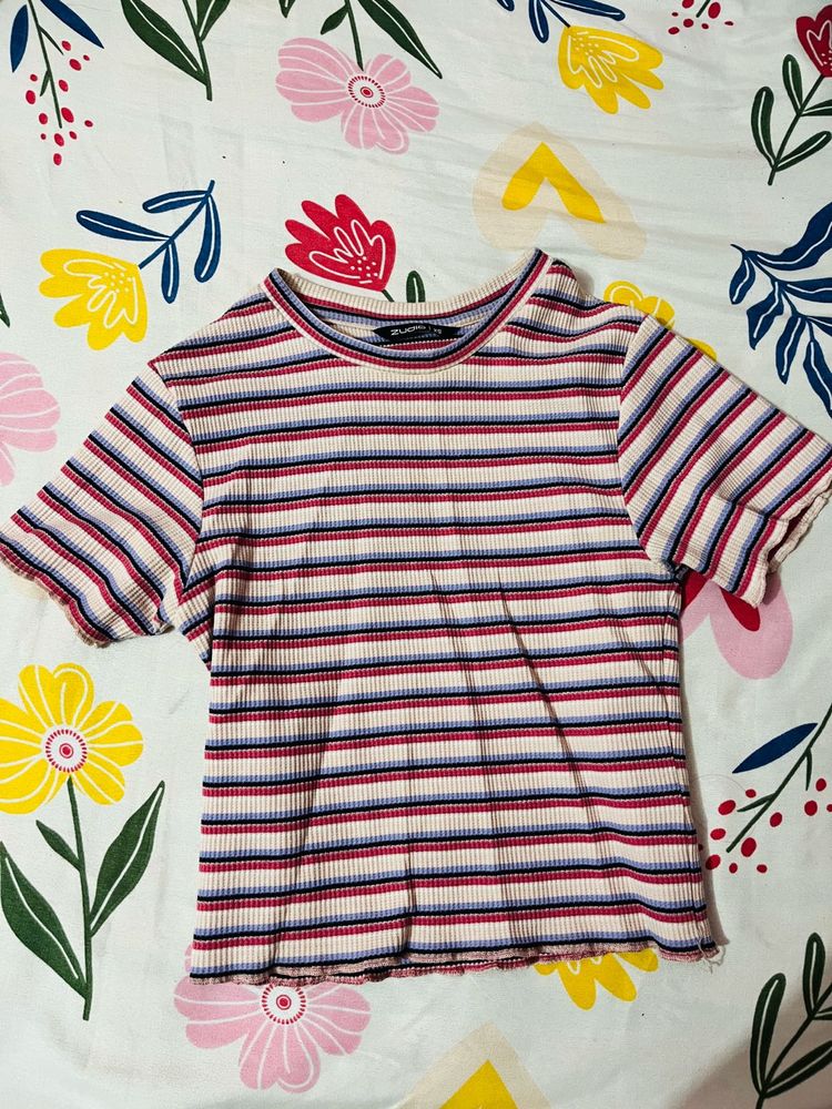 Striped Ribbed Tee