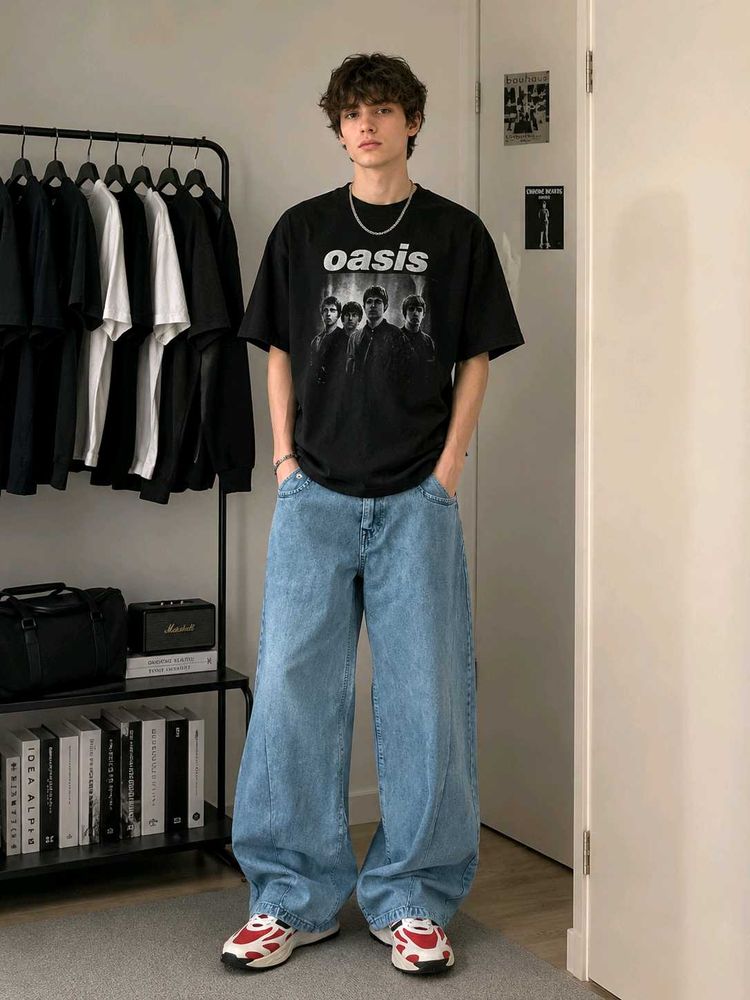 Oversized Wide Leg Light Wash Unisex Jeans