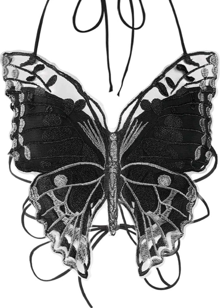 Black Butterfly Halter Top and skirt