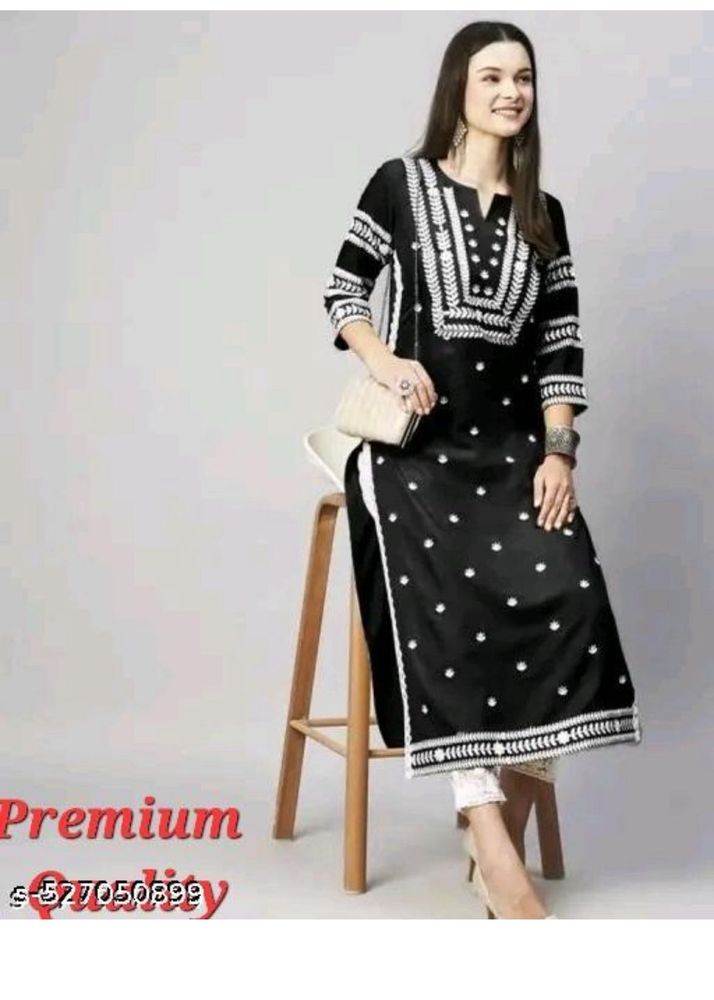 Elegant Black Kurta Set with White Embroidery