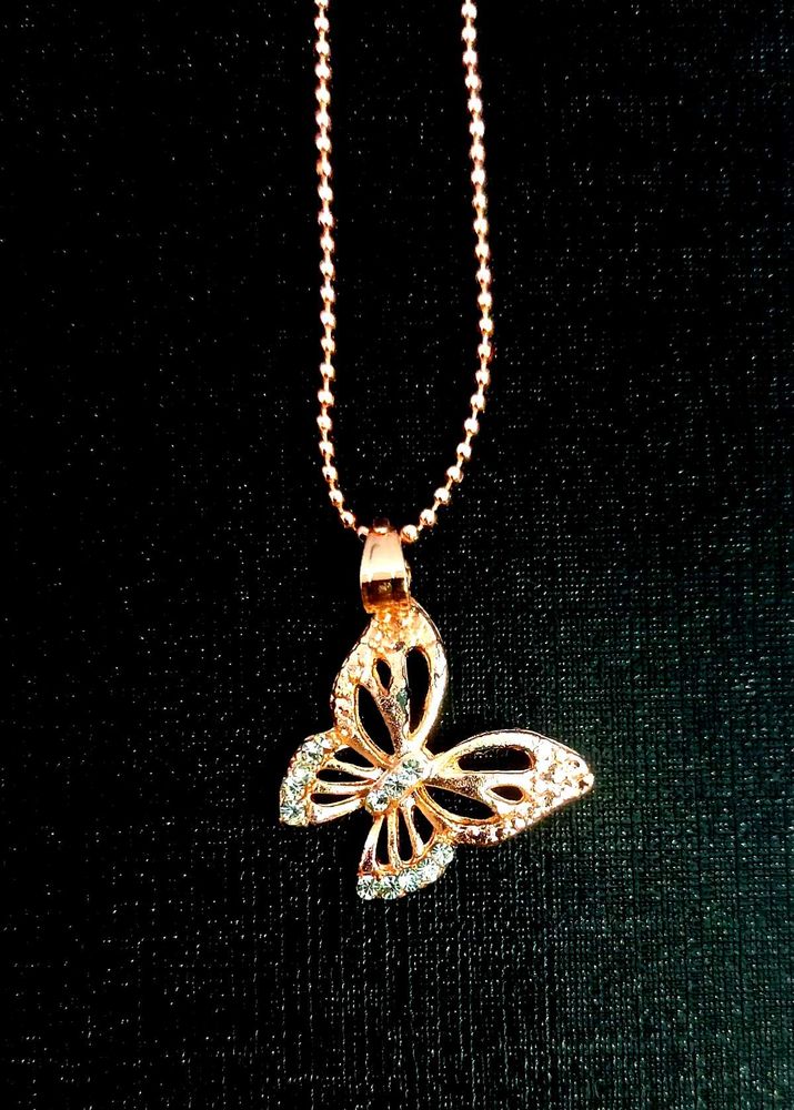 Rose Gold Butterfly Pendant Necklace