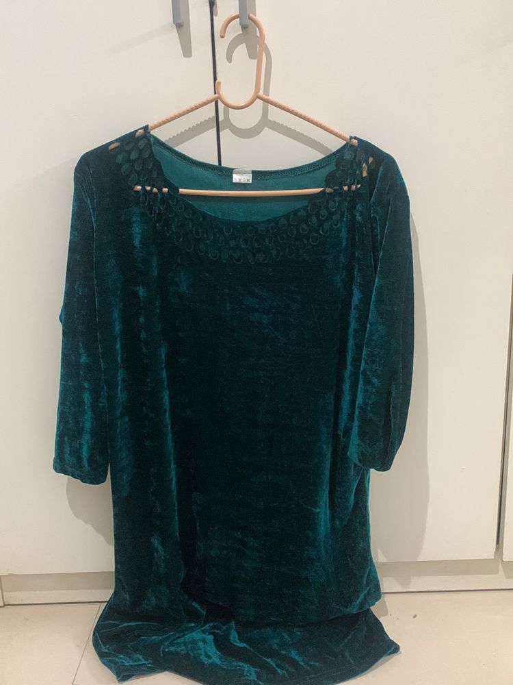 Elegant Teal Velvet Dress