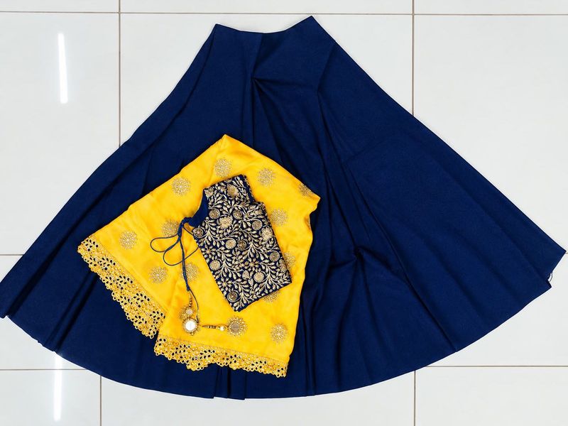 Navy blue &amp; golden yellow lehenga set 💙💛