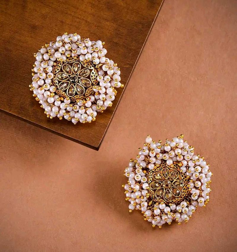 Exquisite Pearl &amp; Gold Dangle Earrings