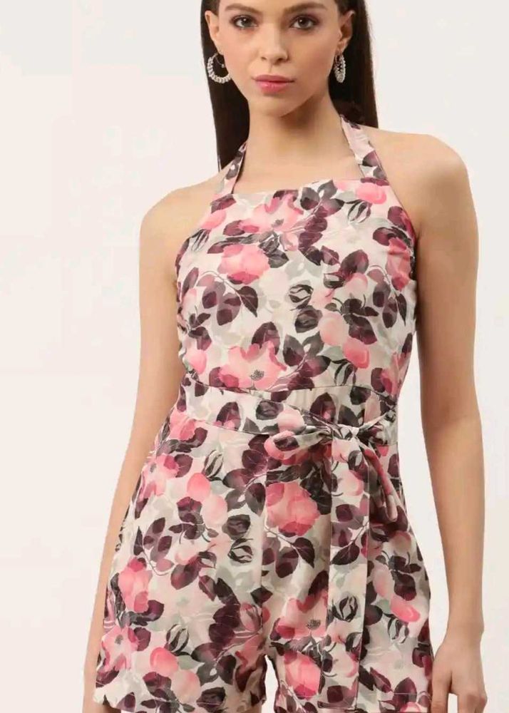 Floral Halter Neck Romper