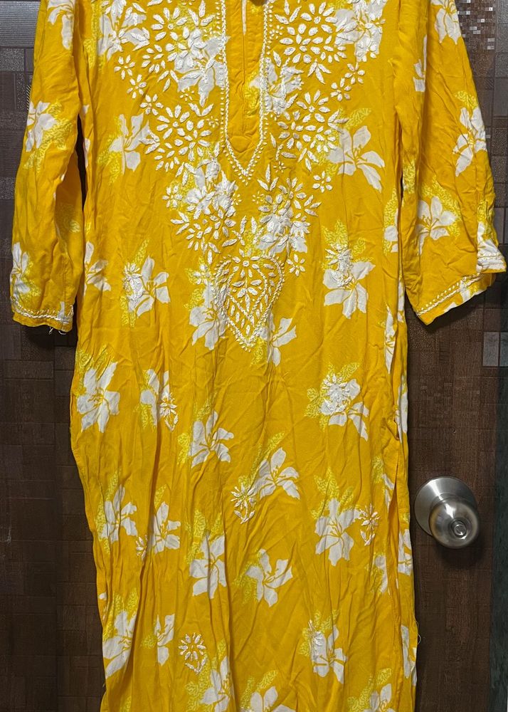 Yellow Chikankari Kurta