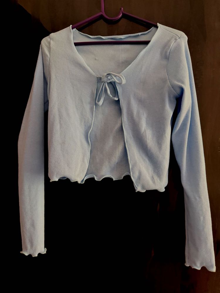 Blue Tie Front Cardigan