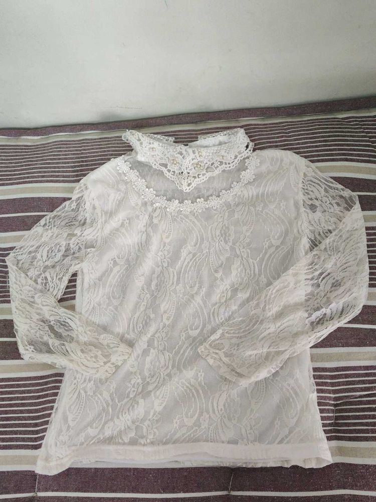 Elegant Lace High Neck Top