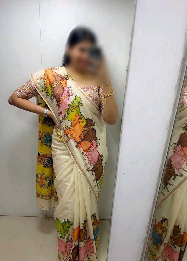 Digital print cotton saree