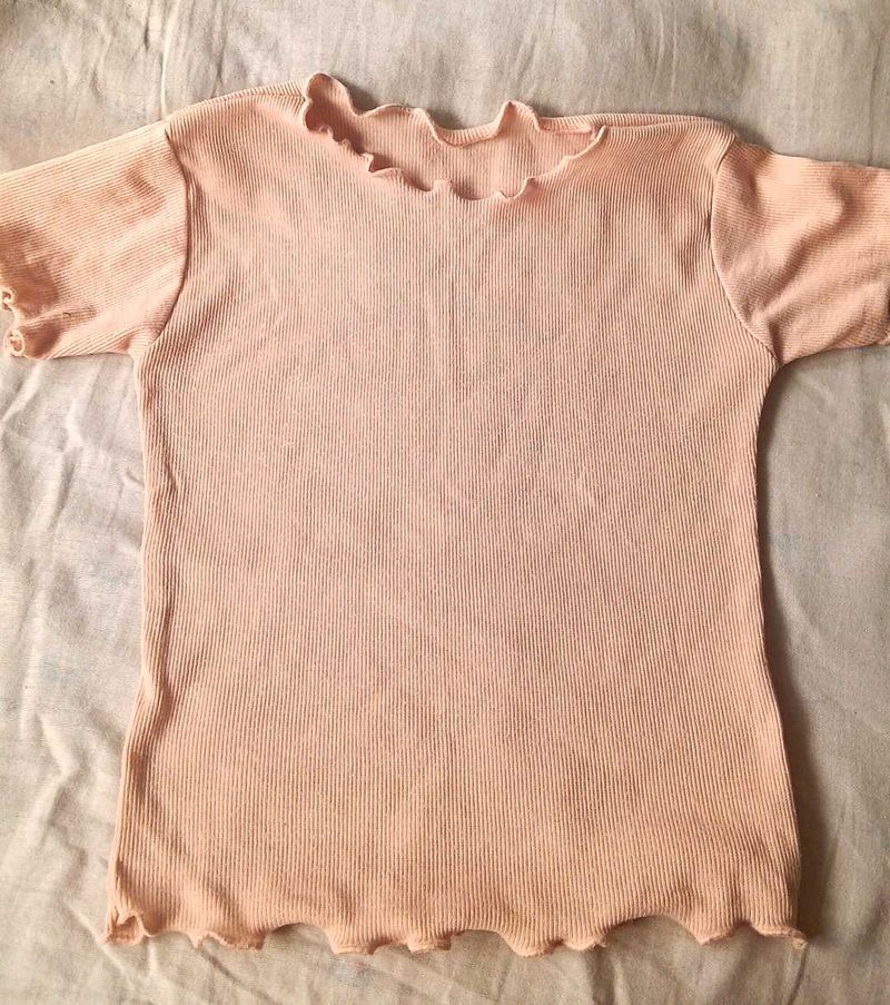 Ribbed Peachy Pink Top