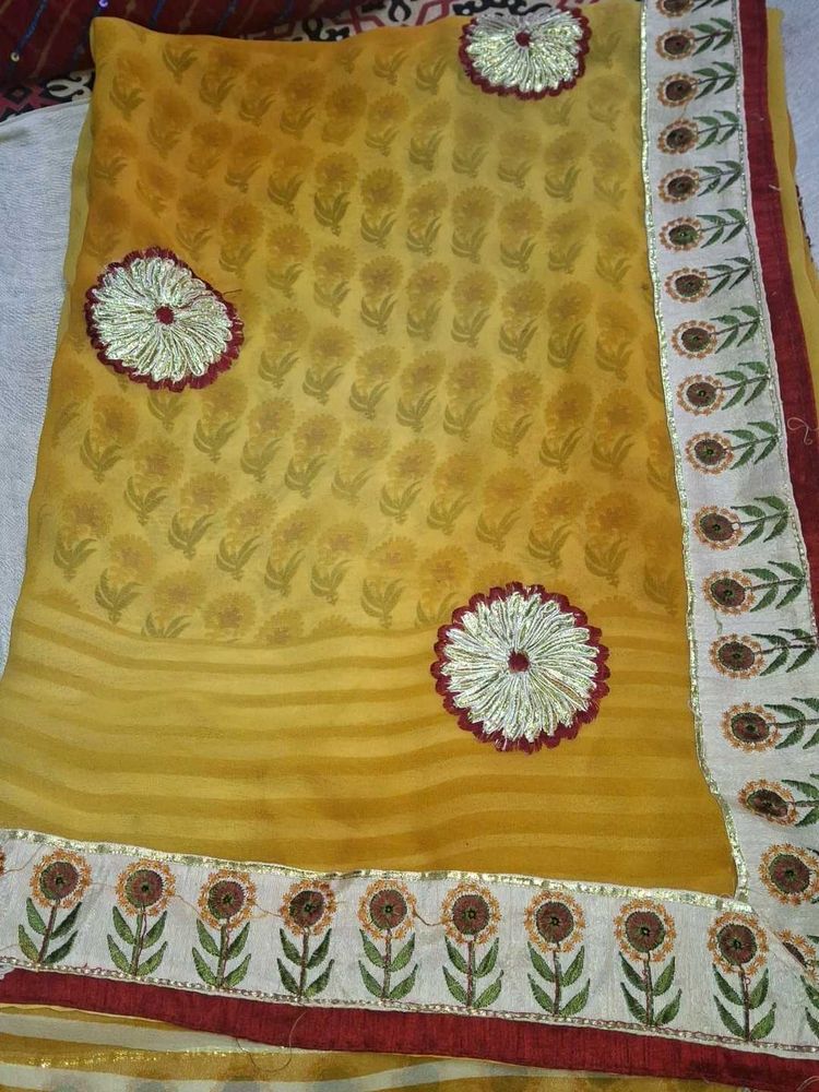 Half Pettern Saree With Blouse