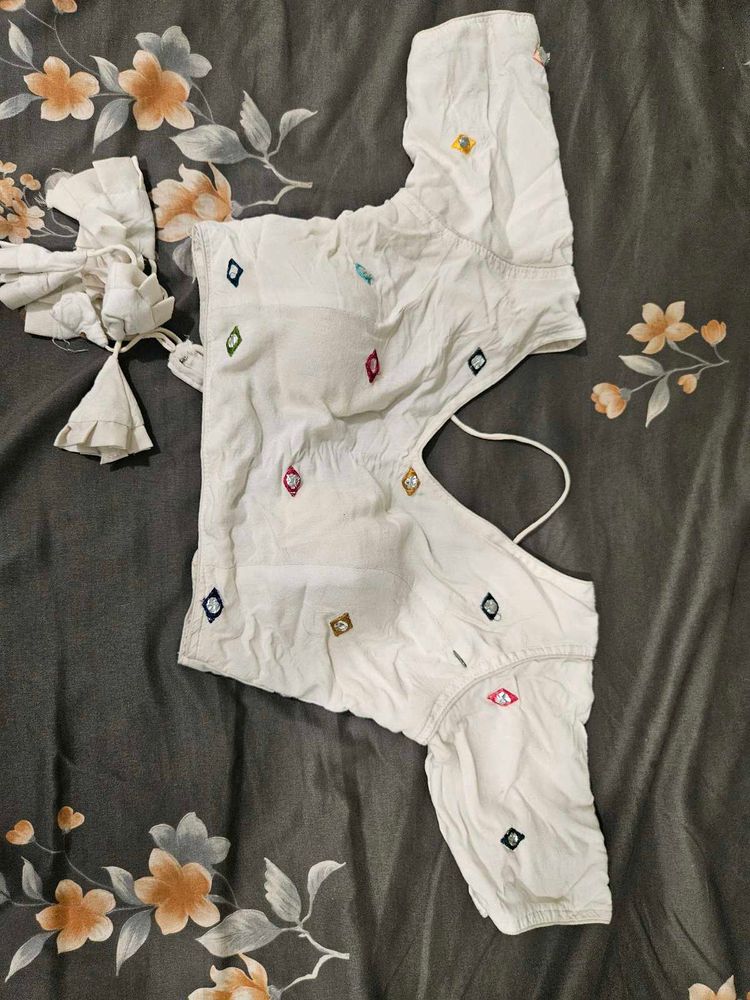 White Embroidered Blouse