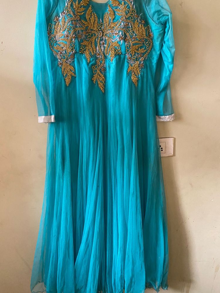Beautiful Teal Embroidered Gown