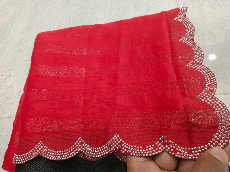 Red Embellished Saree