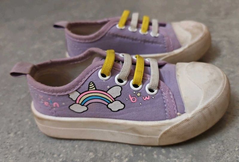 Babyhug Cute Purple Unicorn Rainbow Sneakers