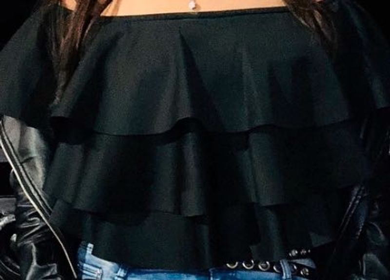 Black Flared Crop Top