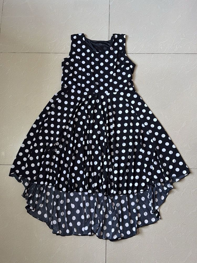 Chic Polka Dot High-Low Dress