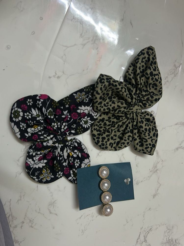 Cute Bow Hair Clips with Pearl Barrette
