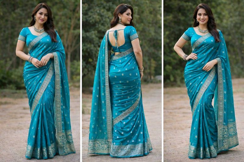 Beautiful saree with zaree work and banarasi t