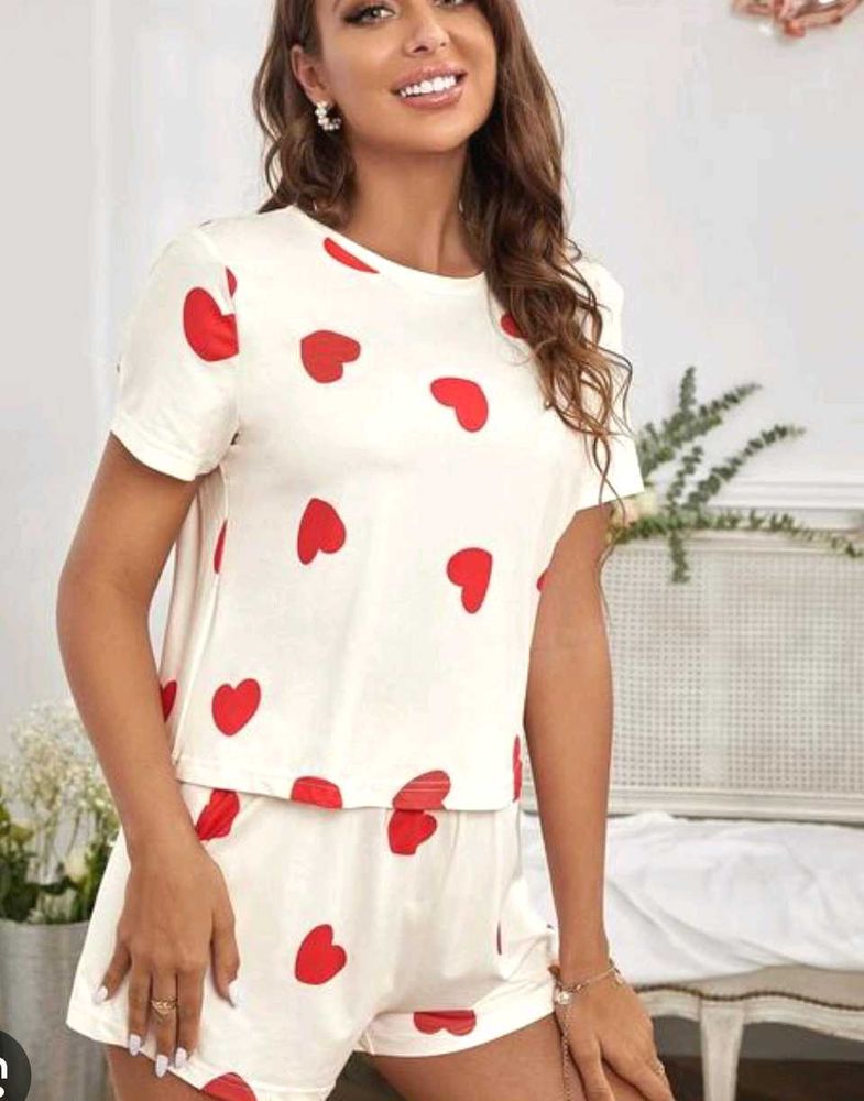 Heart Print Pajama Set