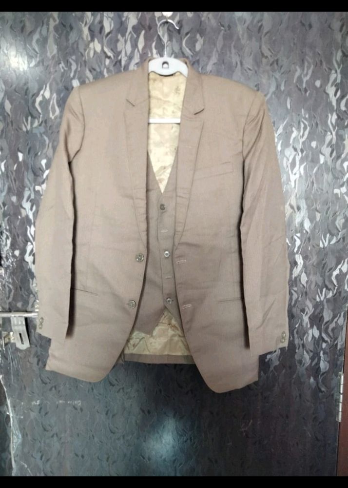 Biscuit Khaki Brown Men Suit Blazer &amp; Waist Coat