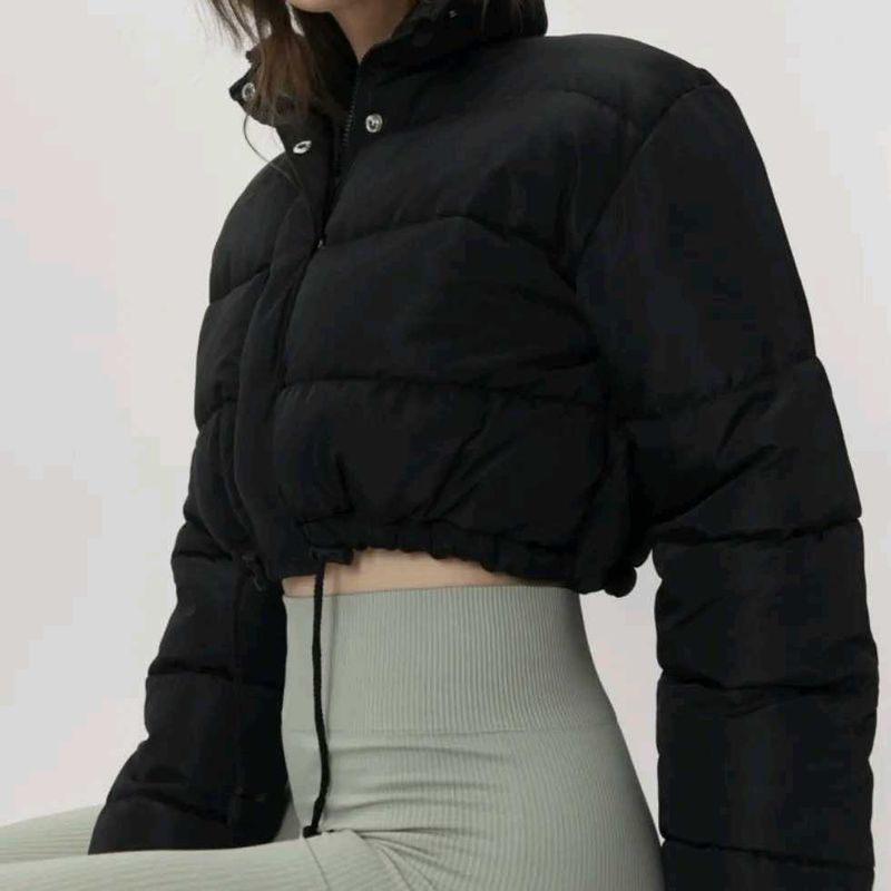 Black Cropped Puffer Jacket