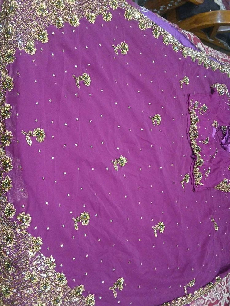 Beautiful Embroidered Purple Saree