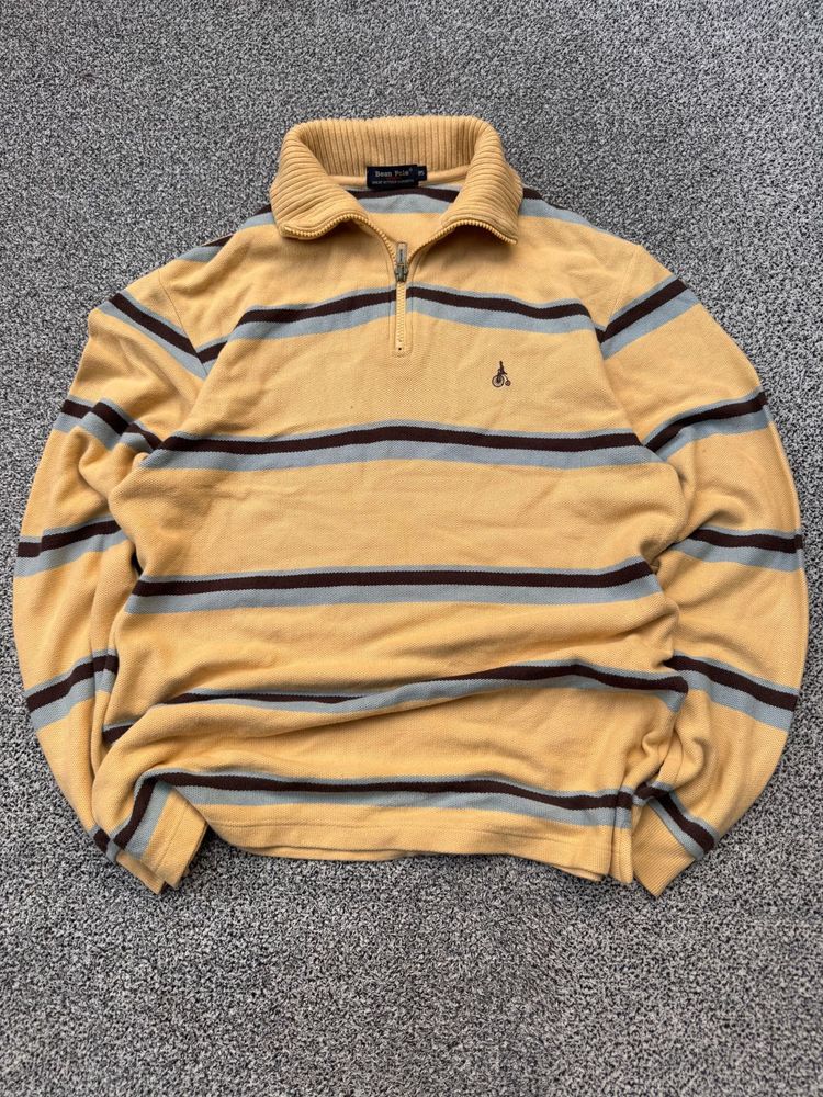 Men's Striped Quarter-Zip Sweater