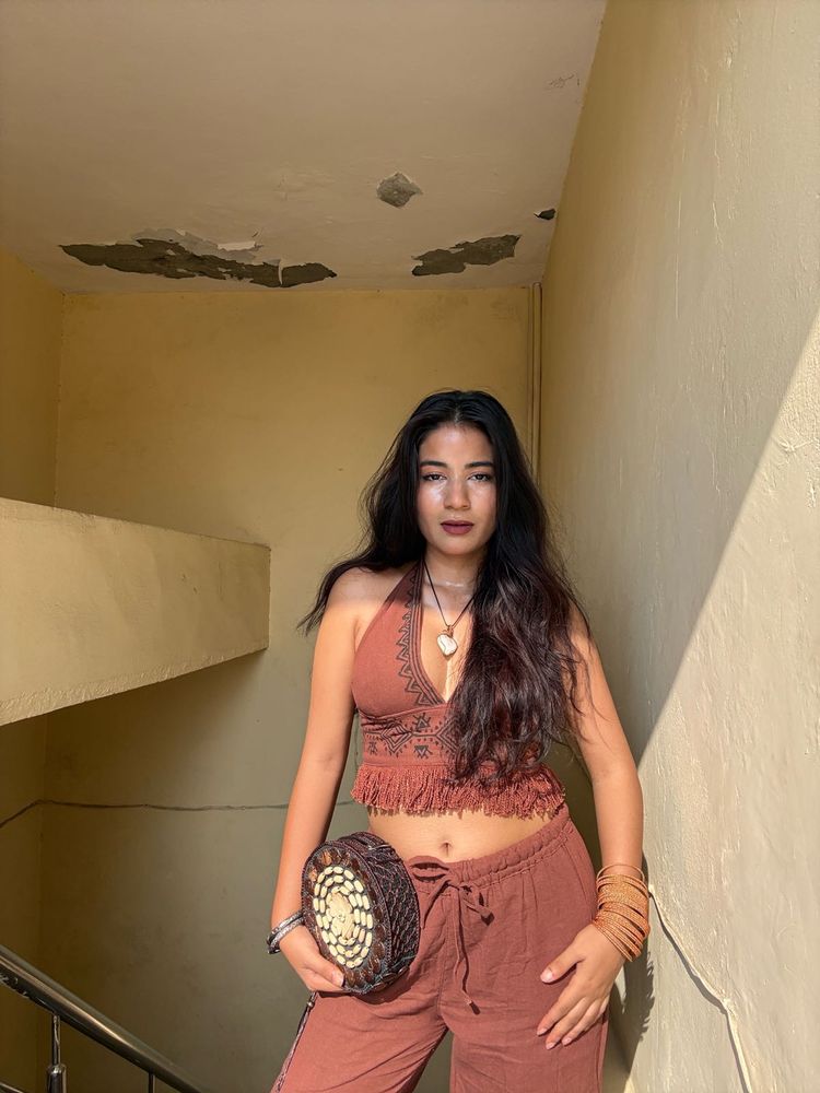 Boho Halter Neck Crop Top
