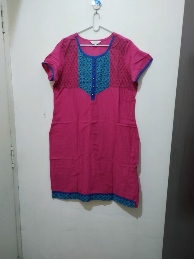 Aaboli Pink Polka Dot Kurta With Sequined Work