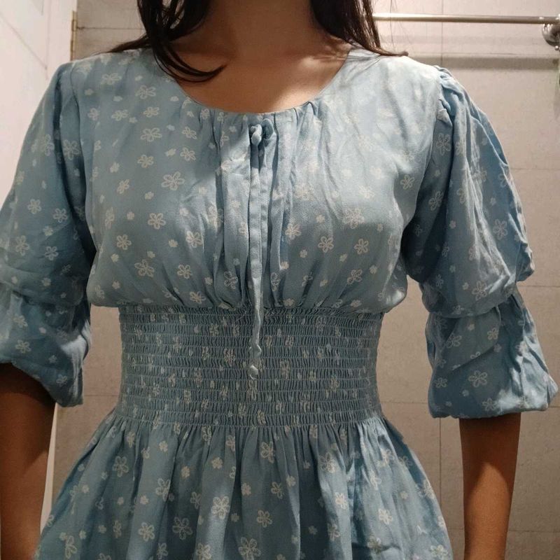 Babyblue Floral Cute Top (Women's)