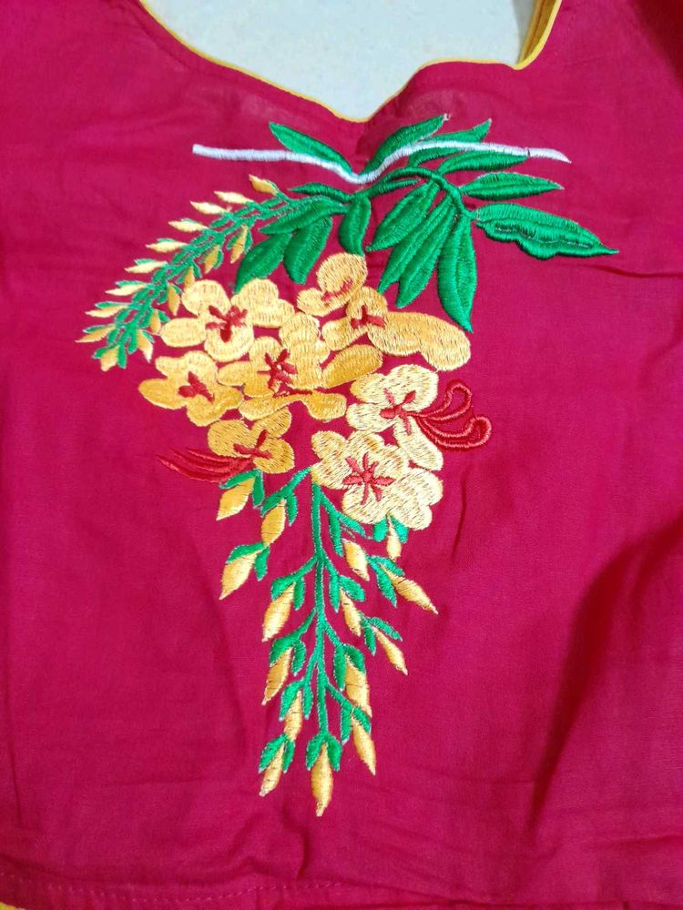 Buy 1 Get one free pink Embroidered Blouse