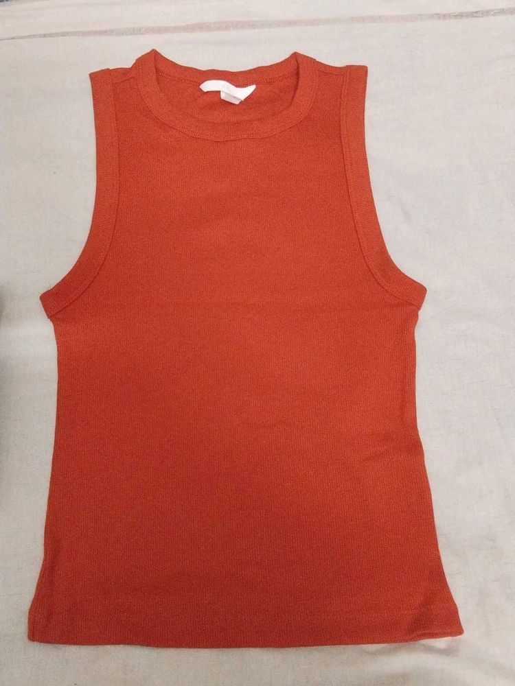 Ribbed red Tank Top