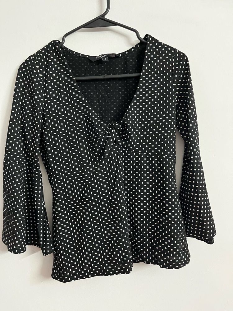 Chic Polka Dot Bell Sleeve Top