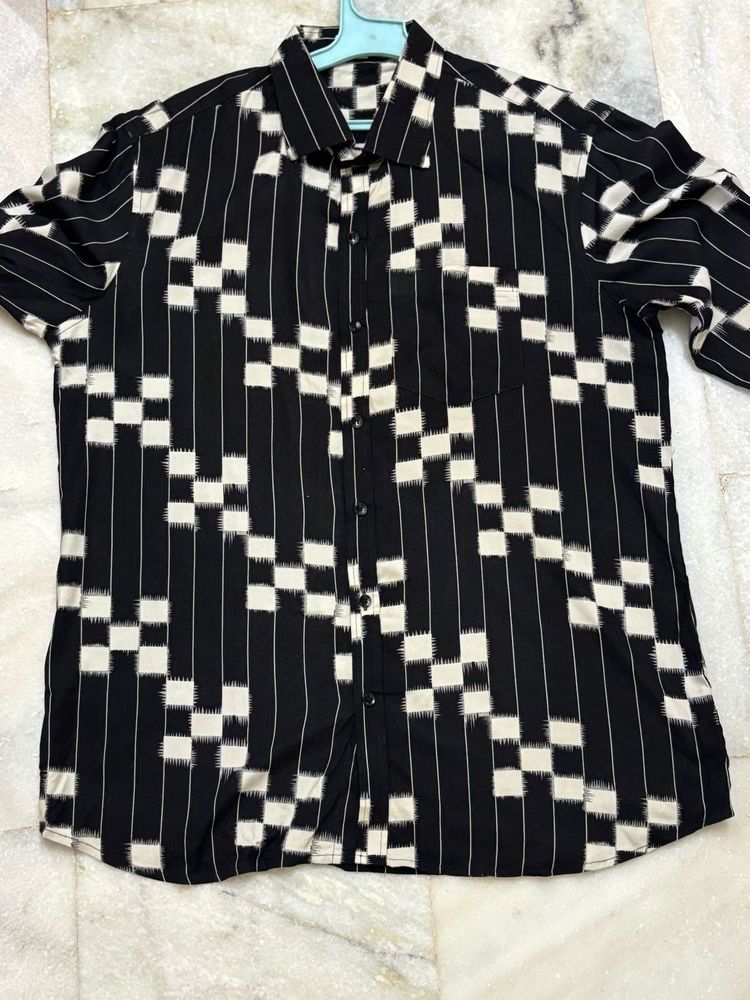 Black &amp; White Patterned Shirt