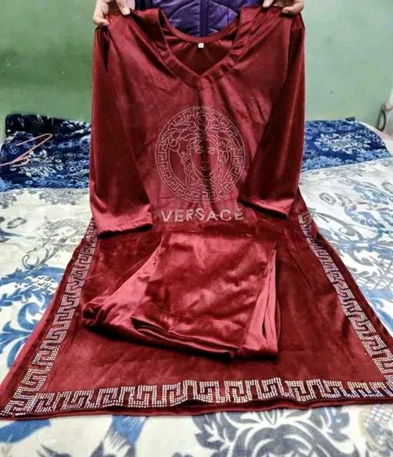 New Velvet Kurta Set