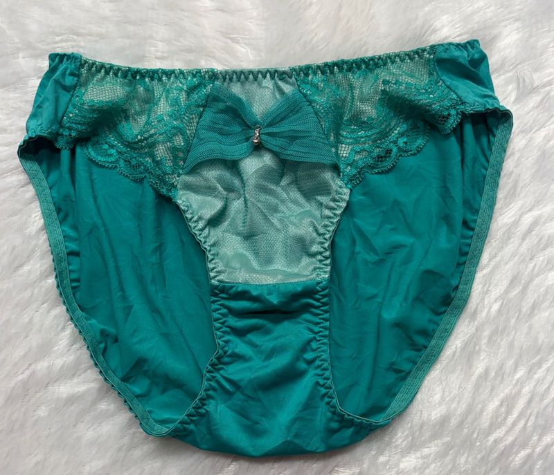 Teal Lace Trim Bikini Briefs