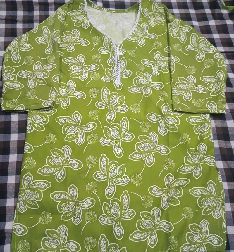 Green Floral Print Kurta