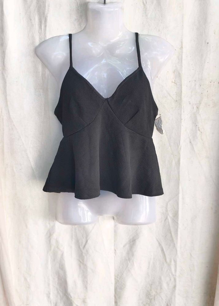 I. Chic Black Peplum Cami Top