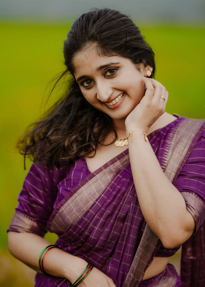 💜Elegant Violet Saree and Blouse